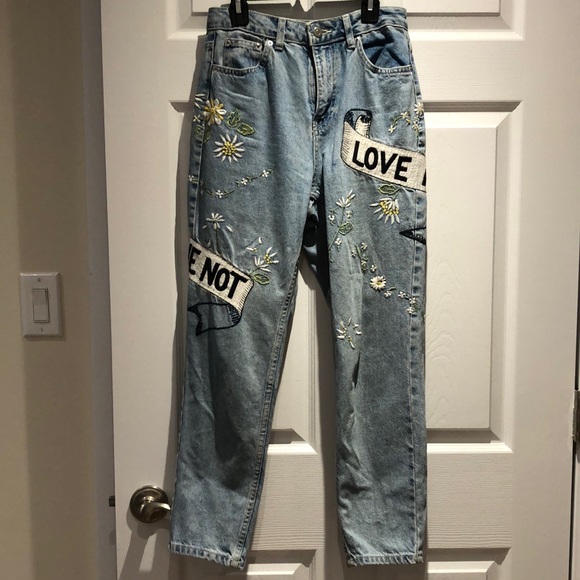 TopShop | EUC Embroidered Moto Jeans - Picture 2 of 10